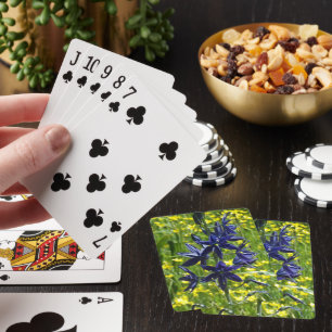 Jeu De Cartes Camas bleu et fleurs sauvages jaunes Floral