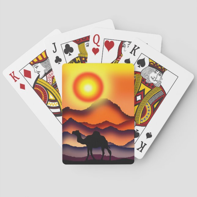 Jeu De Cartes Camel Au Désert Du Coucher Du Soleil Jouer Aux Car (dos)