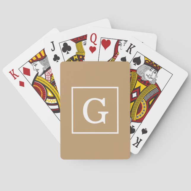 Jeu De Cartes Camel Brown blanc encadré Monogramme initial (dos)