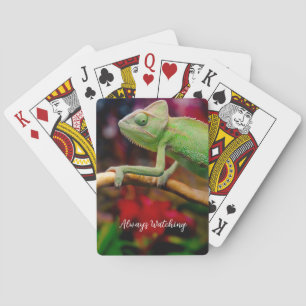 Jeu De Cartes Caméléon vert sur la branche