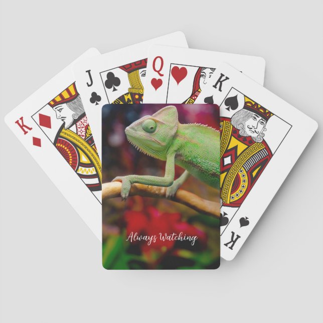 Jeu De Cartes Caméléon vert sur la branche (dos)