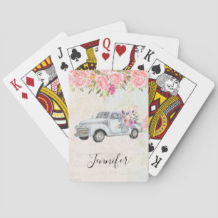 Jeu De Cartes Camion de ramassage vintage Aquarelle rustique