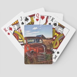 Jeu De Cartes Camion Dodge orange rouillé avec ferme abandonnée