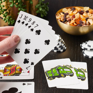 Jeu De Cartes Camion Poubelle Vert Mignon
