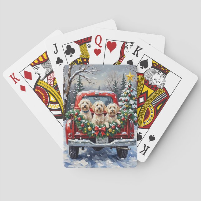 Jeu De Cartes Camionnette Rouge de Noël Maltais Fêtes (dos)