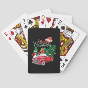 Jeu De Cartes Camionnette Rouge Ramassage Sapin de Noël Joyeux N