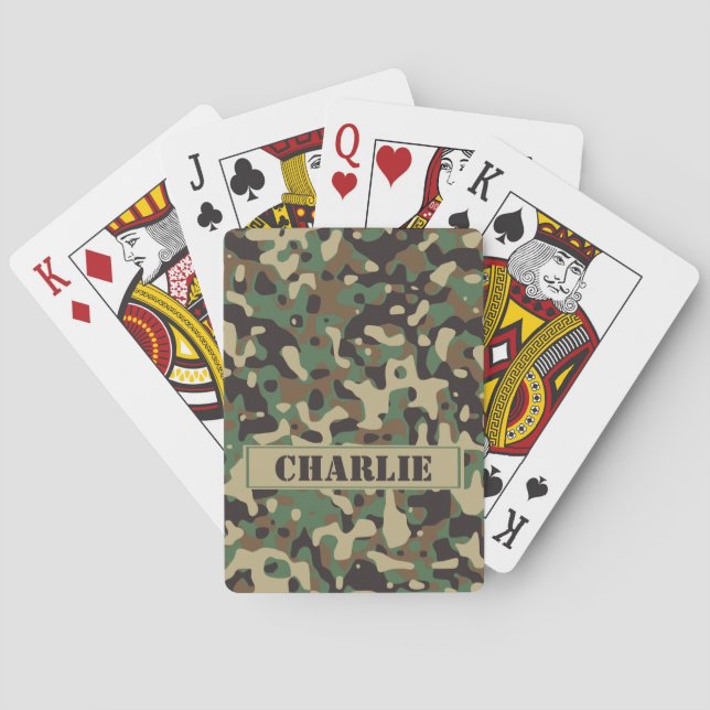 Jeu De Cartes Camo camouflage motif nom personnalisé (dos)