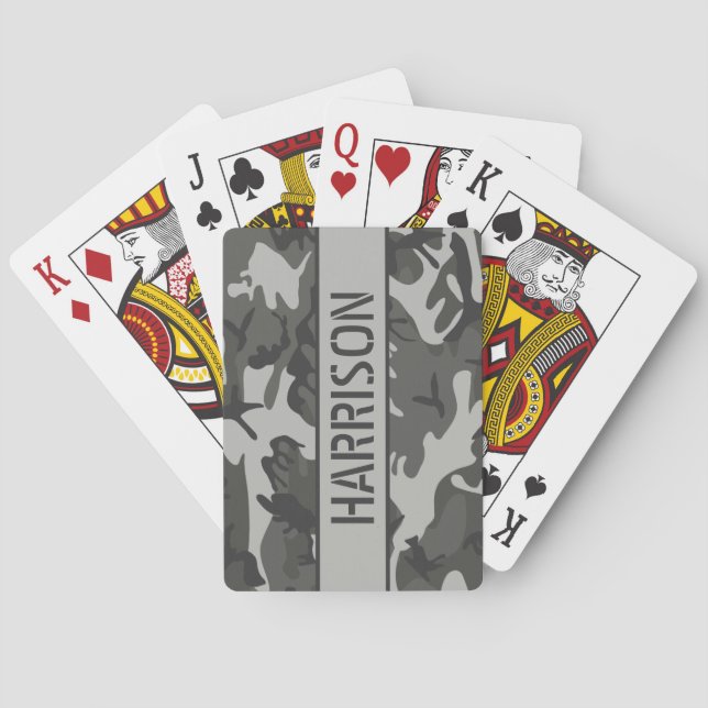 Jeu De Cartes Camo Personnalisé Gris (dos)