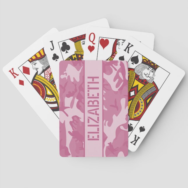 Jeu De Cartes Camo Personnalisé Rose (dos)