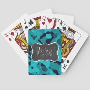 Jeu De Cartes Camo Turquoise foncé ; aspect tableau noir