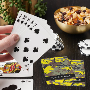 Jeu De Cartes Camouflage jaune et Brown Votre nom Personnalisez