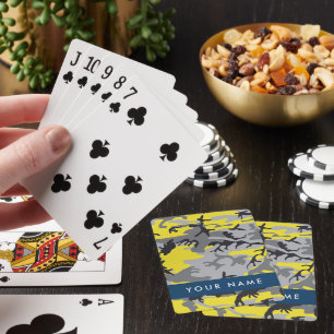 Jeu De Cartes Camouflage jaune et gris Votre nom Personnalisez