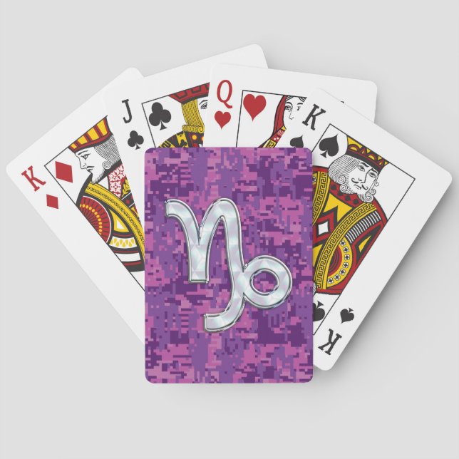 Jeu De Cartes Camouflage numérique fuchsia Symbole du zodiaque C (dos)