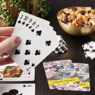 Jeu De Cartes Camouflage rose et gris Votre nom Personnalisez