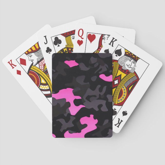 Jeu De Cartes Camouflage rose et noir (dos)