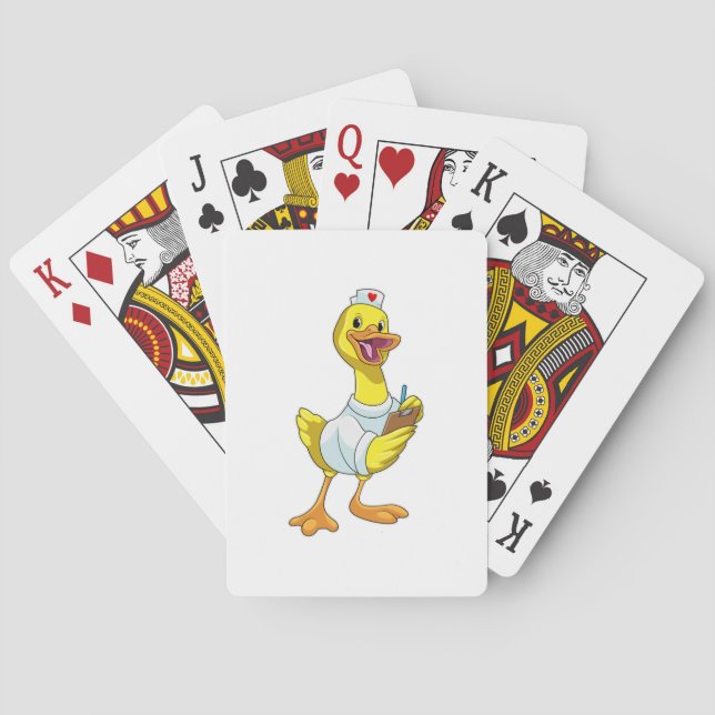 Jeu De Cartes Canard comme infirmière avec coeur (dos)