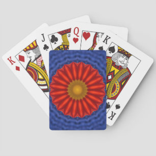 Jeu De Cartes Canard sur fond bleu avec kaléidoscope rouge