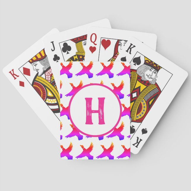 Jeu De Cartes Canards rose violet orange monogramme (dos)