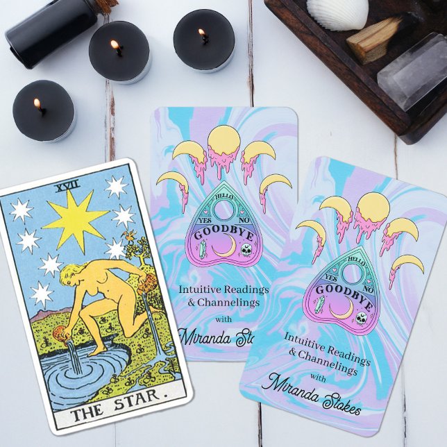 Jeu De Cartes Candy Moon Phases Planchette rose et bleu Mystique (Candy Moon Phases Planchette Pink & Blue Mystical Tarot Cards)