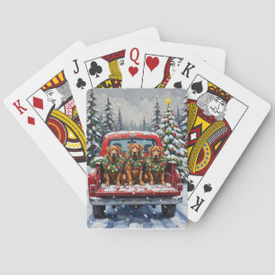 Jeu De Cartes Cane Corso camion rouge de Noël