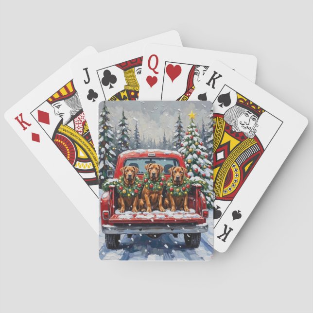 Jeu De Cartes Cane Corso camion rouge de Noël (dos)