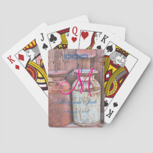 Jeu De Cartes Canettes de lait Métal Vintage Monogramme d'antiqu