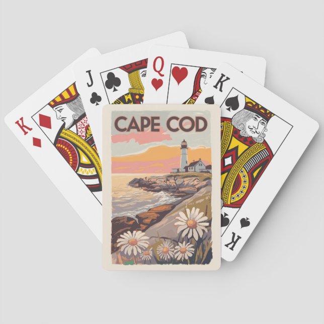 Jeu De Cartes Cape Cod Massachusetts Peinture Art Voyage Retro (dos)