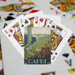 Jeu De Cartes Capri, Italie, Poster Vintage voyage Art Italia