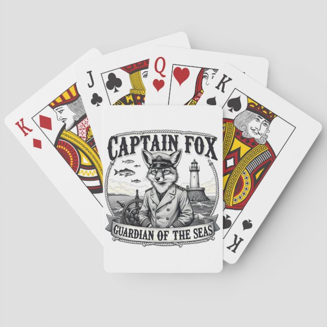 Jeu De Cartes Captain Fox Guardian of Seas Nautical Design (dos)