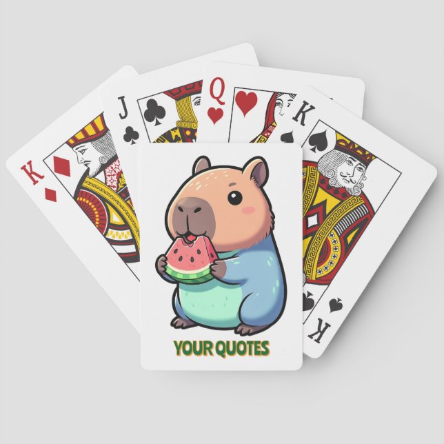 Jeu De Cartes Capybara Mignon Mangeant de la Pastèque (dos)
