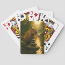Capybara Zen avec Pierres d'Équilibre Cartes à Jou