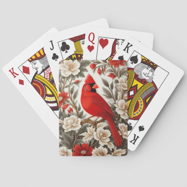 Jeu De Cartes Cardinal du Nord Oiseau Belle Florale (dos)