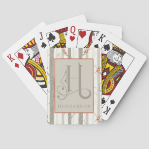 Jeu De Cartes Cardinaux en Birch Tree Motif H Monogramme, Vélo