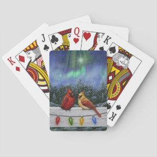 Jeu De Cartes Cardinaux et lumières de Noël Neige d'hiver
