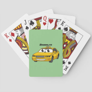 Jeu De Cartes Caricature amusante de taxi jaune mignon