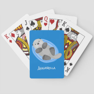 Jeu De Cartes Caricature bleu loutre de mer joyeux