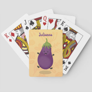 Jeu De Cartes Caricature d'aubergine d'aubergine joliment heureu