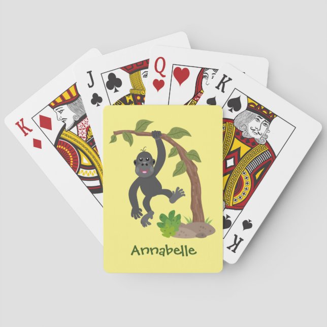 Jeu De Cartes Caricature de bébé gorille joyeux (dos)