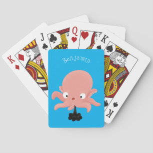 Jeu De Cartes Caricature de bébé pieuvre rose mignonne humour