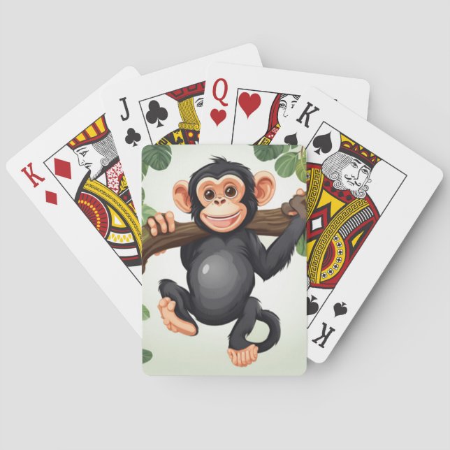 Jeu De Cartes Caricature de chimpanzé fou mignon (dos)