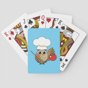 Jeu De Cartes Caricature de Chouette à Cuisine mignonne