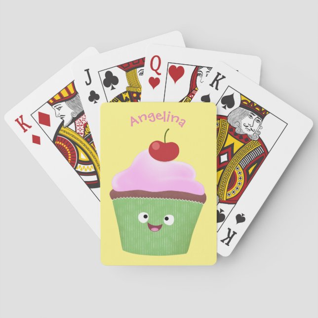 Jeu De Cartes Caricature de cupcake joyeux (dos)