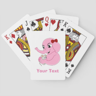 Jeu De Cartes Caricature de fille d'éléphant mignonne jouant aux