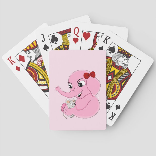 Jeu De Cartes Caricature de fille d'éléphant mignonne jouant aux (dos)