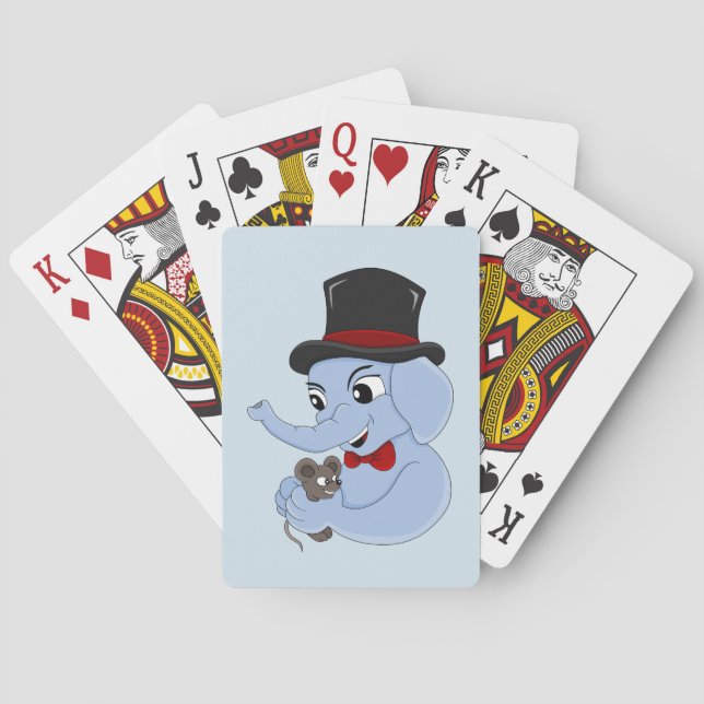 Jeu De Cartes Caricature de garçon d'éléphant mignon jouant aux  (dos)