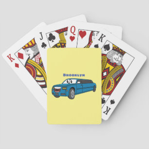 Jeu De Cartes Caricature de la Limousine bleu mignonne