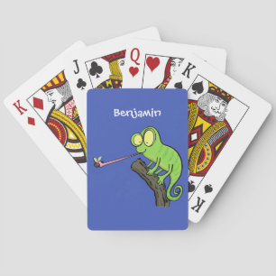 Jeu De Cartes Caricature de lézard de caméléon vert joyeux