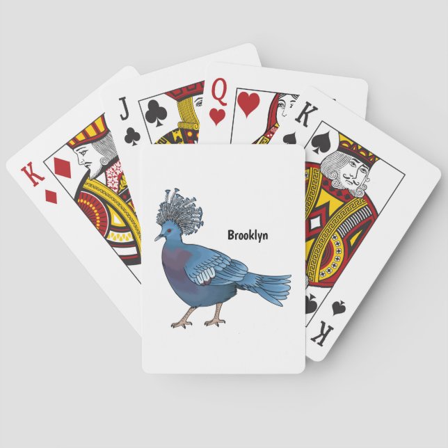 Jeu De Cartes Caricature de l'oiseau pigeon couronné Victoria (dos)