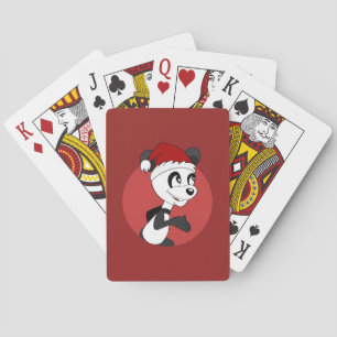 Jeu De Cartes Caricature de Noël avec mignon ours en panda en tr