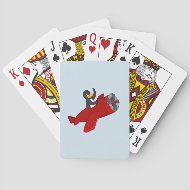 Jeu De Cartes Caricature de pingouin volant jouant aux cartes (dos)